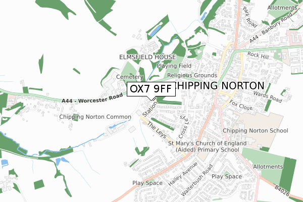 OX7 9FF map - small scale - OS Open Zoomstack (Ordnance Survey)