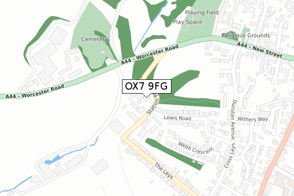 OX7 9FG map - large scale - OS Open Zoomstack (Ordnance Survey)