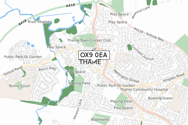 OX9 0EA map - small scale - OS Open Zoomstack (Ordnance Survey)