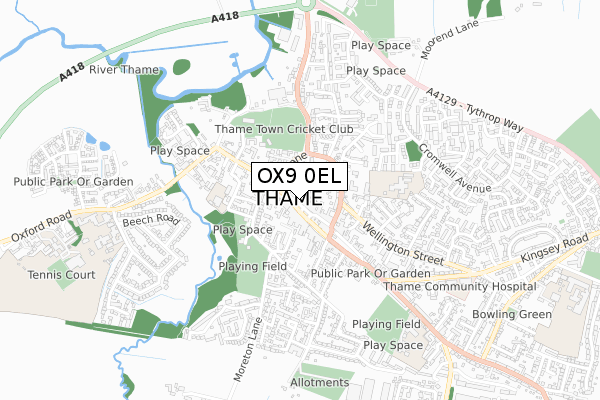 OX9 0EL map - small scale - OS Open Zoomstack (Ordnance Survey)