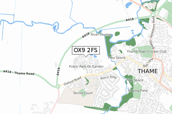 OX9 2FS map - small scale - OS Open Zoomstack (Ordnance Survey)