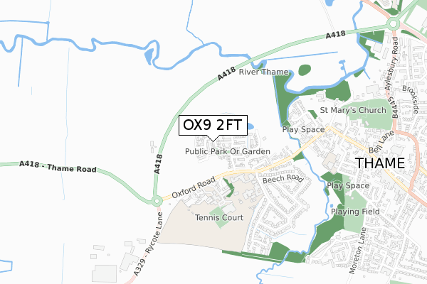 OX9 2FT map - small scale - OS Open Zoomstack (Ordnance Survey)