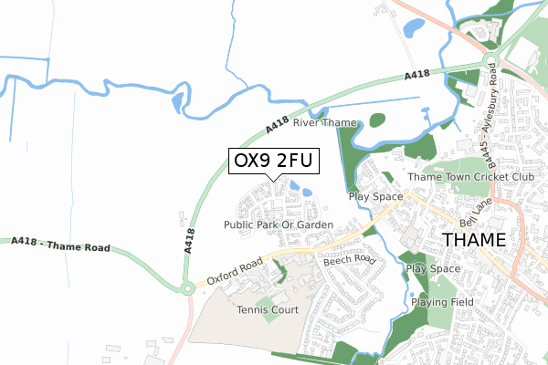 OX9 2FU map - small scale - OS Open Zoomstack (Ordnance Survey)