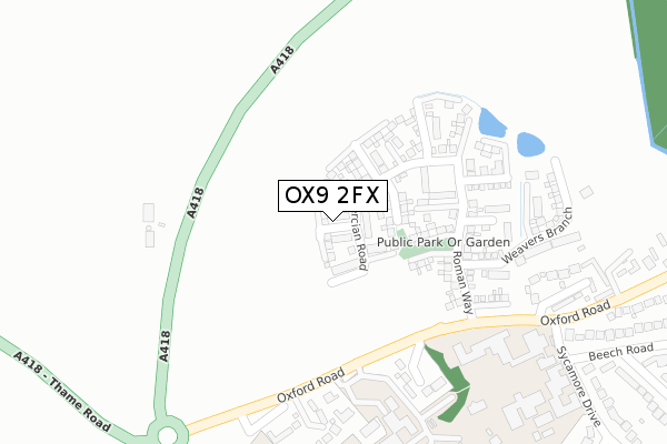 OX9 2FX map - large scale - OS Open Zoomstack (Ordnance Survey)