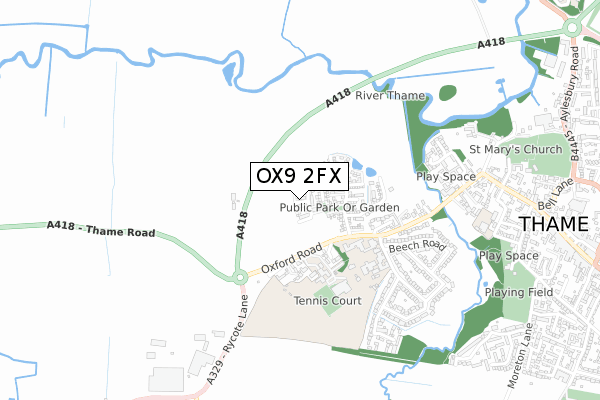 OX9 2FX map - small scale - OS Open Zoomstack (Ordnance Survey)