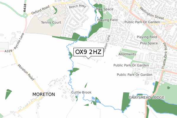 OX9 2HZ map - small scale - OS Open Zoomstack (Ordnance Survey)