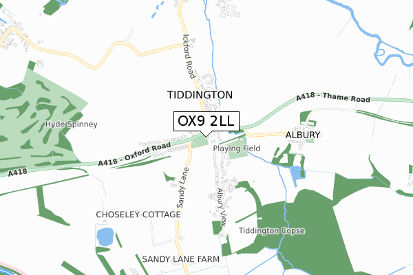 OX9 2LL map - small scale - OS Open Zoomstack (Ordnance Survey)