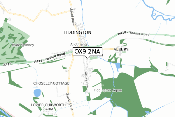 OX9 2NA map - small scale - OS Open Zoomstack (Ordnance Survey)