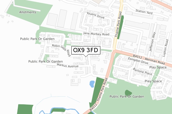 OX9 3FD map - large scale - OS Open Zoomstack (Ordnance Survey)