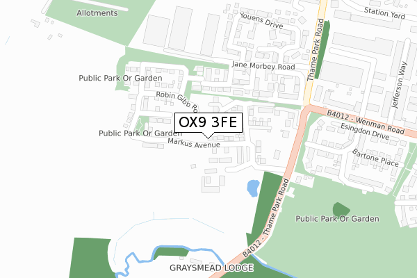 OX9 3FE map - large scale - OS Open Zoomstack (Ordnance Survey)