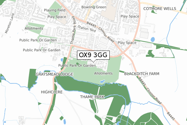 OX9 3GG map - small scale - OS Open Zoomstack (Ordnance Survey)