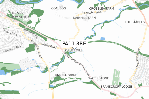 PA11 3RE map - small scale - OS Open Zoomstack (Ordnance Survey)