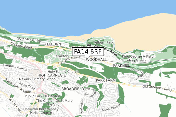 PA14 6RF map - small scale - OS Open Zoomstack (Ordnance Survey)
