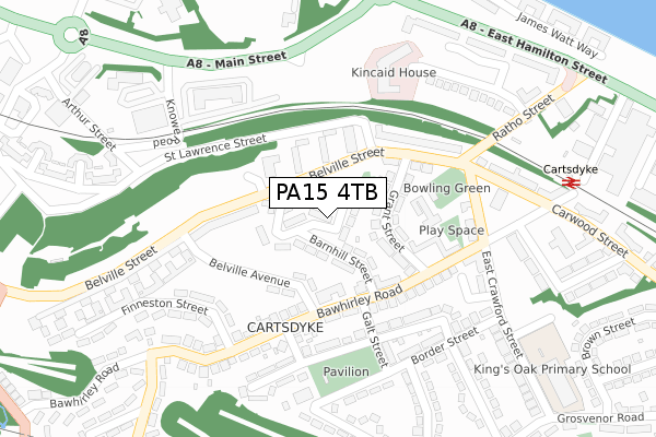 PA15 4TB map - large scale - OS Open Zoomstack (Ordnance Survey)