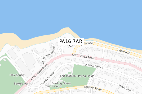 PA16 7AR map - large scale - OS Open Zoomstack (Ordnance Survey)