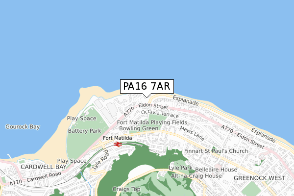 PA16 7AR map - small scale - OS Open Zoomstack (Ordnance Survey)