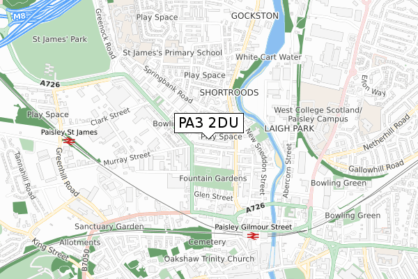 PA3 2DU map - small scale - OS Open Zoomstack (Ordnance Survey)