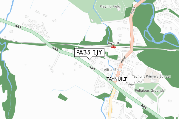 PA35 1JY map - large scale - OS Open Zoomstack (Ordnance Survey)