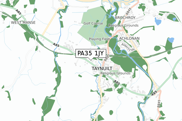 PA35 1JY map - small scale - OS Open Zoomstack (Ordnance Survey)