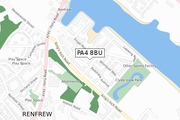 PA4 8BU map - large scale - OS Open Zoomstack (Ordnance Survey)