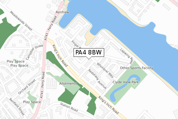 PA4 8BW map - large scale - OS Open Zoomstack (Ordnance Survey)