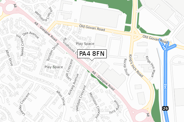 PA4 8FN map - large scale - OS Open Zoomstack (Ordnance Survey)