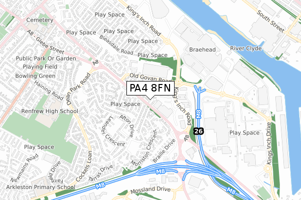 PA4 8FN map - small scale - OS Open Zoomstack (Ordnance Survey)