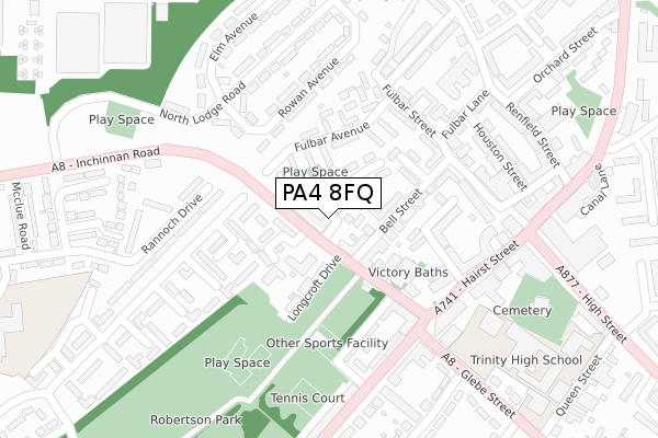 PA4 8FQ map - large scale - OS Open Zoomstack (Ordnance Survey)