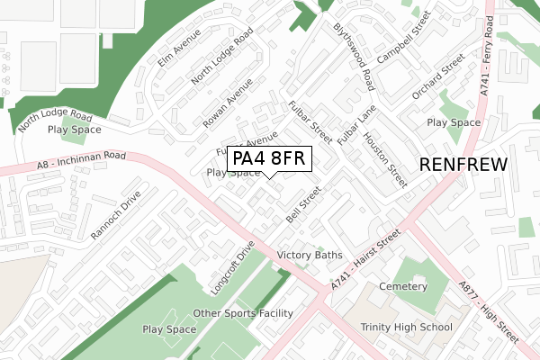 PA4 8FR map - large scale - OS Open Zoomstack (Ordnance Survey)