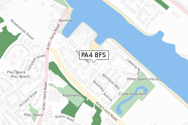 PA4 8FS map - large scale - OS Open Zoomstack (Ordnance Survey)