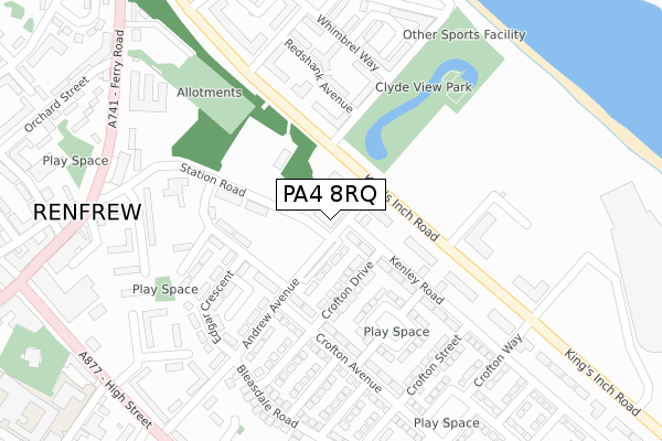 PA4 8RQ map - large scale - OS Open Zoomstack (Ordnance Survey)