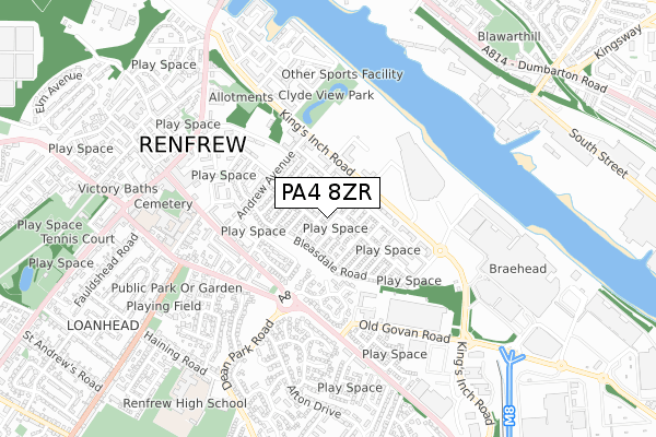 PA4 8ZR map - small scale - OS Open Zoomstack (Ordnance Survey)