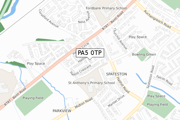 PA5 0TP map - large scale - OS Open Zoomstack (Ordnance Survey)