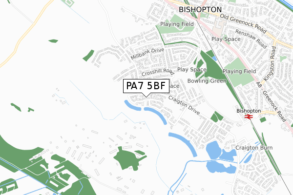 PA7 5BF map - small scale - OS Open Zoomstack (Ordnance Survey)