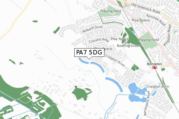 PA7 5DG map - small scale - OS Open Zoomstack (Ordnance Survey)