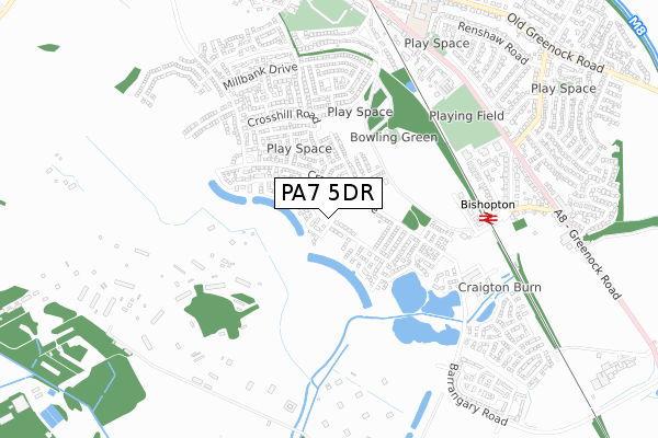 PA7 5DR map - small scale - OS Open Zoomstack (Ordnance Survey)