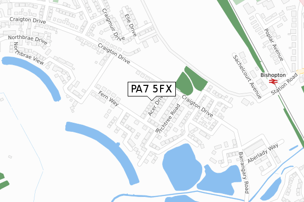 PA7 5FX map - large scale - OS Open Zoomstack (Ordnance Survey)