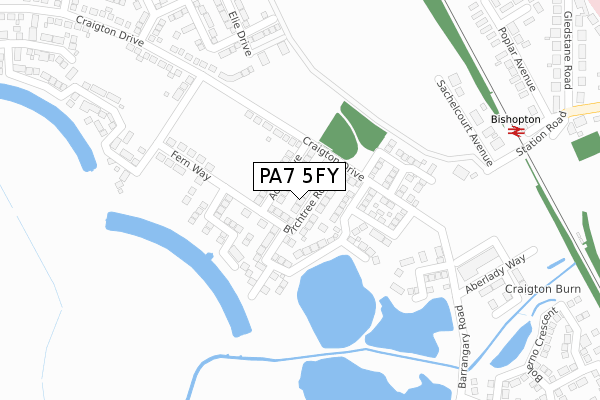 PA7 5FY map - large scale - OS Open Zoomstack (Ordnance Survey)