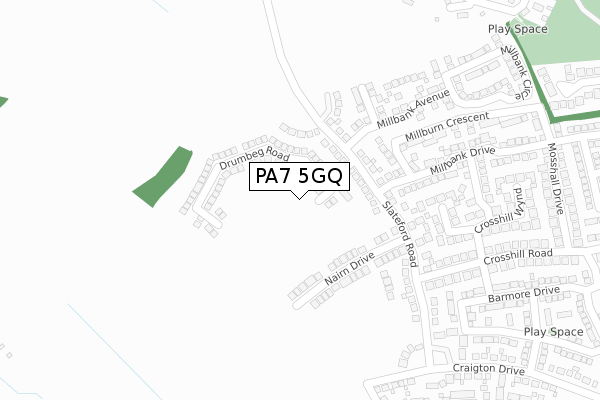 PA7 5GQ map - large scale - OS Open Zoomstack (Ordnance Survey)