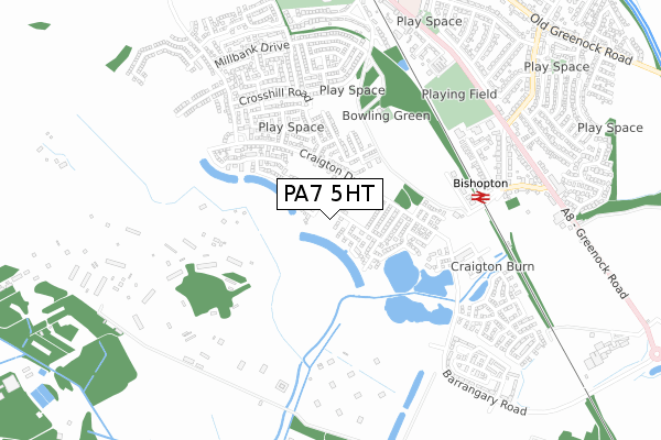 PA7 5HT map - small scale - OS Open Zoomstack (Ordnance Survey)