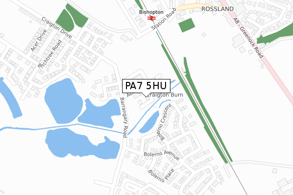 PA7 5HU map - large scale - OS Open Zoomstack (Ordnance Survey)