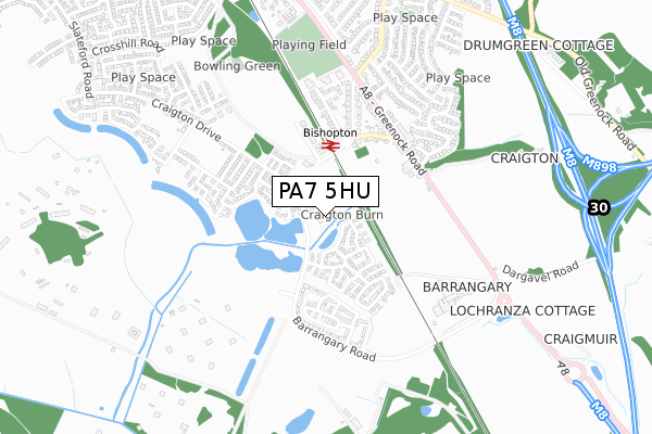 PA7 5HU map - small scale - OS Open Zoomstack (Ordnance Survey)