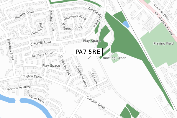 PA7 5RE map - large scale - OS Open Zoomstack (Ordnance Survey)