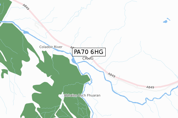 PA70 6HG map - small scale - OS Open Zoomstack (Ordnance Survey)