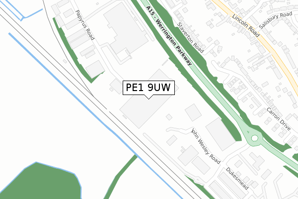 PE1 9UW map - large scale - OS Open Zoomstack (Ordnance Survey)