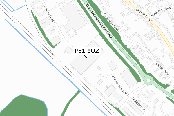 PE1 9UZ map - large scale - OS Open Zoomstack (Ordnance Survey)