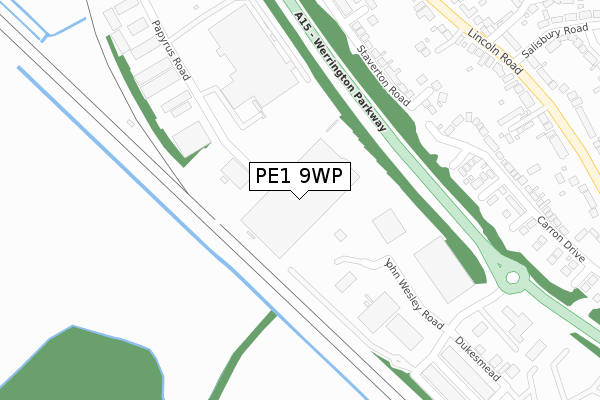 PE1 9WP map - large scale - OS Open Zoomstack (Ordnance Survey)