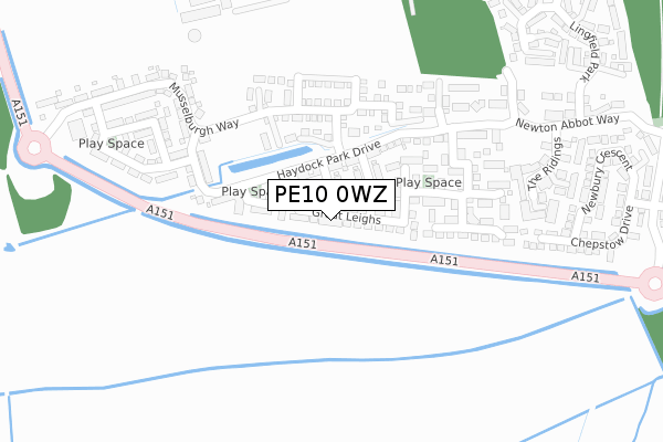 PE10 0WZ map - large scale - OS Open Zoomstack (Ordnance Survey)