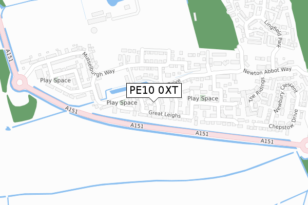 PE10 0XT map - large scale - OS Open Zoomstack (Ordnance Survey)