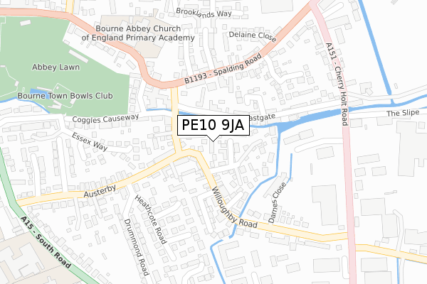 PE10 9JA map - large scale - OS Open Zoomstack (Ordnance Survey)